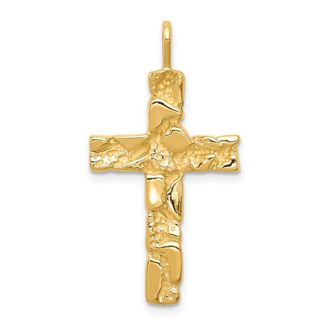 Diamond2Deal 14k Yellow Gold Nugget Cross Pendant