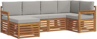vidaXL Conjunto De Sof&aacute;s De Exterior 6 Uds. Gris Natural Y Claro Vidaxl