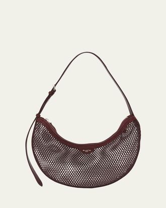 Alaia Fishnet Crescent Shoulder Bag