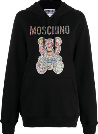 Moschino Teddy Bear-motif cotton hoodie - women - Cotton - 38 - Black