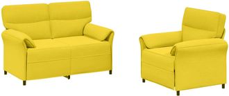 vidaXL Juego De Sof&aacute; 2 Uds. Amarillo Claro Tela Vidaxl