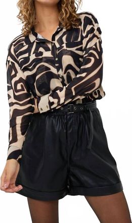 Esqualo Blooma Mesh Harmony Blouse In Tan/black