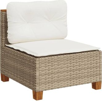 vidaXL Vidaxl - Sof&aacute; De Jard&iacute;n Sin Reposabrazos Con Cojines Rat&aacute;n Pe Beige