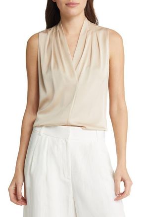 Kobi Halperin Mila Sleeveless Stretch Silk Blouse in Antique at Nordstrom, Size Xx-Large