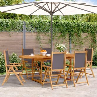 vidaXL Set De Comedor De Jard&iacute;n 7 Pzas Tela Madera Maciza Antracita Vidaxl