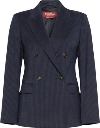 Max Mara Giacca doppiopetto in tela di lana - Dames - Blazers - Blauw - L - Wol - Jassen