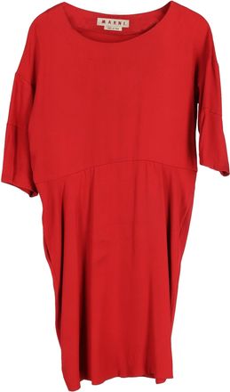 Marni Midi Short Sleeve Dress in Red Cotton