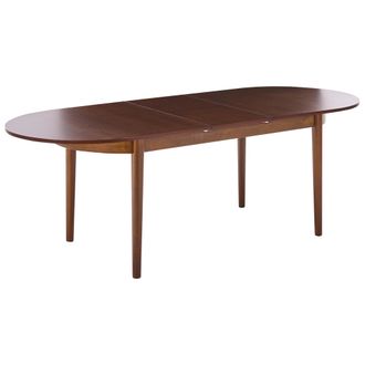 Beliani Mesa De Comedor Ovalada Extensible Moderna 180/220 X 90 Cm Patas De Madera Mdf Madera De Fresno Oscuro Larto
