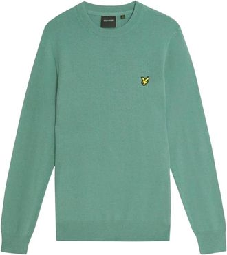 Lyle & Scott Maglione Girocollo in Cotone Merino - - Knitwear - Uomo - Verde - XL