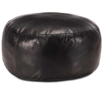 vidaXL Puf Negro 60x30 Cm Cuero Aut&eacute;ntico De Cabra Vidaxl