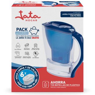 Jata Hogar HJAR1001 - Caraffa con filtro acqua da 2,5 litri, con 6 cartucce ioniche, riduce calce, cloro e residui di rame, acqua aromatizzata e purezza