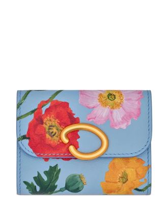 Oscar De La Renta poppy-printed trifold wallet - Blue