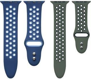 Posh Tech Assorted 2-Pack Silicone Apple Watch Watchbands in Assorted Blue/Green at Nordstrom Rack