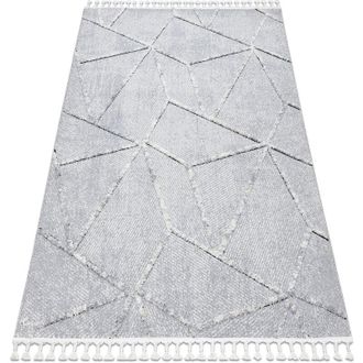 RugsX Alfombra Sevilla Z791c Mosaico Gris / Blanco Franjas Bereber Marroqu&iacute; Shaggy Grey 120x170 Cm