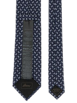 Brioni Paisley Silk Necktie - Navy