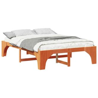 Berkfield Home Stylish Floor Bed Frame with Storage Brown 150 x 200 cm Solid pin