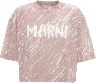 Marni Pink Logo print cropped T-shirt