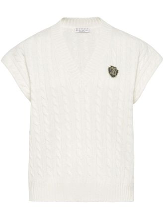 Brunello Cucinelli Top met logopatch - Wit