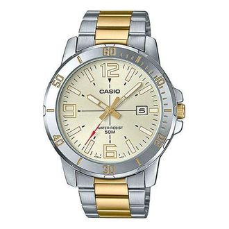 Casio Stainless Steel Strap Quartz Waterproof Unisex Mens Light Grey Analog MTP-VD01SG-9B