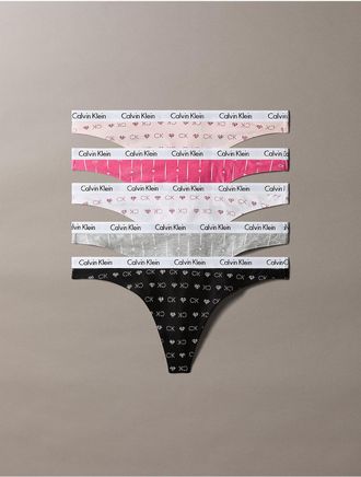 Calvin Klein Womens Carousel Cotton Stretch 5-Pack Thong - Multi - XL