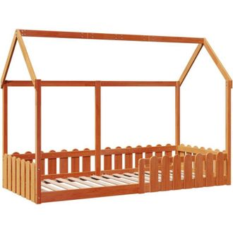 vidaXL Vidaxl - Cama Con Forma De Casa De Ni&ntilde;os Madera Maciza Marr&oacute;n 90x200 Cm