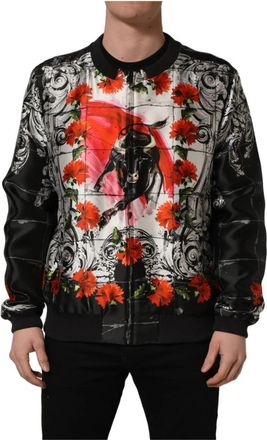 Dolce & Gabbana Majolica Bull Print Bomber Jacket - Heren - Bomber jackets - Veelkleurig - M - Jassen
