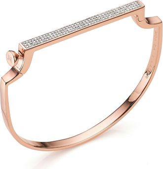 Monica Vinader Signature Thin Diamond Bangle in Rose Gold/Diamond at Nordstrom, Size Medium