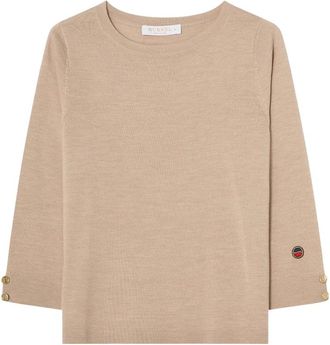 Busnel Helle Top - Dames - Ronde hals truien - Beige - S - Wol - Truien & Vesten