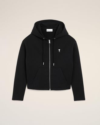 Ami Black Cotton Ami De Coeur Zipped Hoodie Black - XXS - for Women
