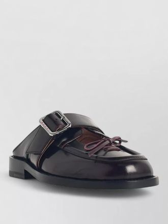 Marni leather buckle sabots round toe design