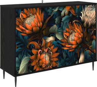 vidaXL Aparador Lochem Roble Negro 102 X 33 X 76 Cm Vidaxl