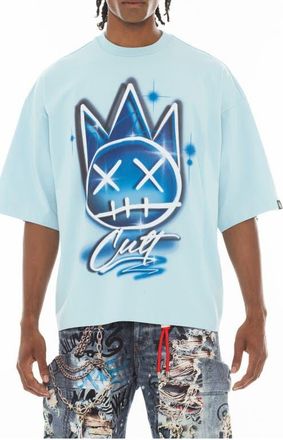 Cult of Individuality Oversized Cotton Graphic T-Shirt in Blue Glow at Nordstrom, Size X-Large
