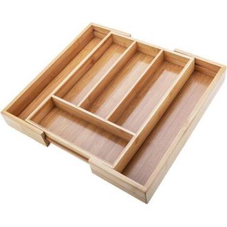 OEM Organizador De Cajones De Cocina De Madera Con Bandeja Para Cubiertos. Dimensiones: 5 X 39 X 36 Cm. Bamb&uacute; Expandible
