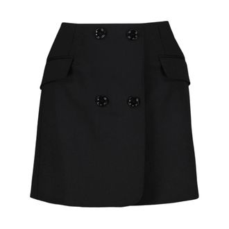 Dolce & Gabbana Short Shorts, female, Black, Size: S Short Wool Skirt with Pockets