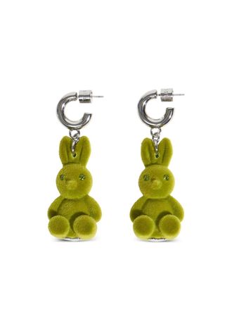 Bimba & Lola flocked-rabbit hoop earrings - women - Resin/Brass/Polyamide/glass - One Size - Green