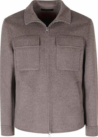 Montecore Taupe Short Flap Pockets Boiled Wool Jacket