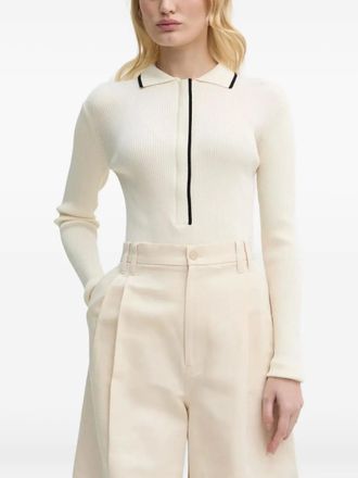 Bruuns Bazaar ribbed polo neck cardigan - women - Viscose/Nylon - M - White