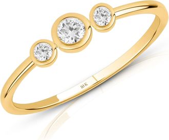 MAX + STONE 10lk Yellow Gold Dainty Trio Lab Grown Diamond Bezel Ring