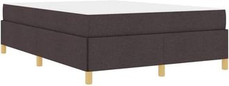 vidaXL Box Spring Bed Dark Brown and White 140 x 200 cm Fabric Vidaxl
