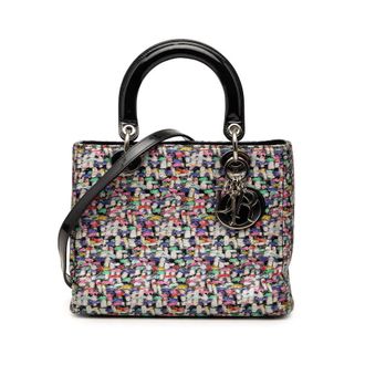 Dior Pre-owned Dior Medium Multicolor Metallic Fabric and Patent Leather Lady Dior Ladies MO2282EK0IK480PQ