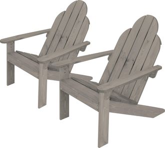 ML Design Ecd Germany 2x Silla De Jard&iacute;n Adirondack De Madera Maciza Abeto 92,5x70x89 Cm Asiento De Parque Con Reposabrazos Resistente A La Intemperie Mecedora 