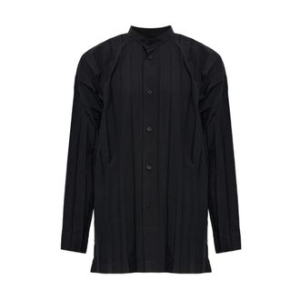 Issey Miyake Overhemden, Heren, Zwart, L, Nylon, Edge Shirt