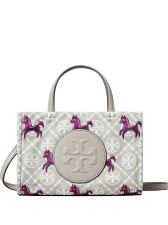 Tory Burch mini Ella horse-pattern logo tote - Grey