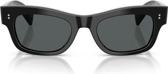 Oliver Peoples 51mm Sonia Polarized Pillow Sunglasses in Black /Midnight Express Polar at Nordstrom