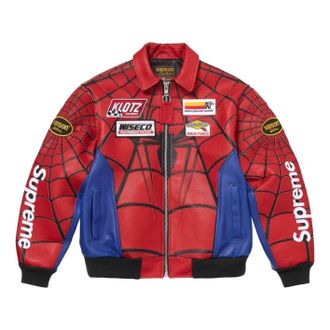 SUPREME x Vanson Leathers SS26 Spider-Man Jacket Red SUP-SS26-300-RED