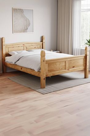 Home Discount Vida Designs Corona Double Bed High Foot End Bedroom Furniture in Beige