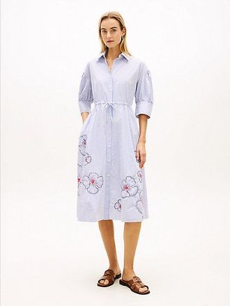 Tommy Hilfiger Embroidery Poplin Midi Shirt Dress