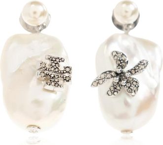 Tory Burch Glass Pearl Earrings - Dames - Oorbellen - Beige - ONE Size - Accessoires