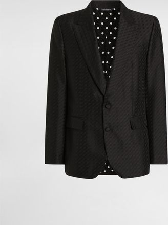 Dolce & Gabbana Single-breasted Sicilia Light Jacket With Micro Pattern Jacquard - Man Suits And Blazers Black 44