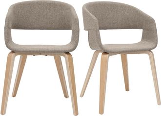Miliboo Miliboo - Set De 2 Sillas De Dise&ntilde;o De Tela Color Topo Con Patas De Madera Clara Slam